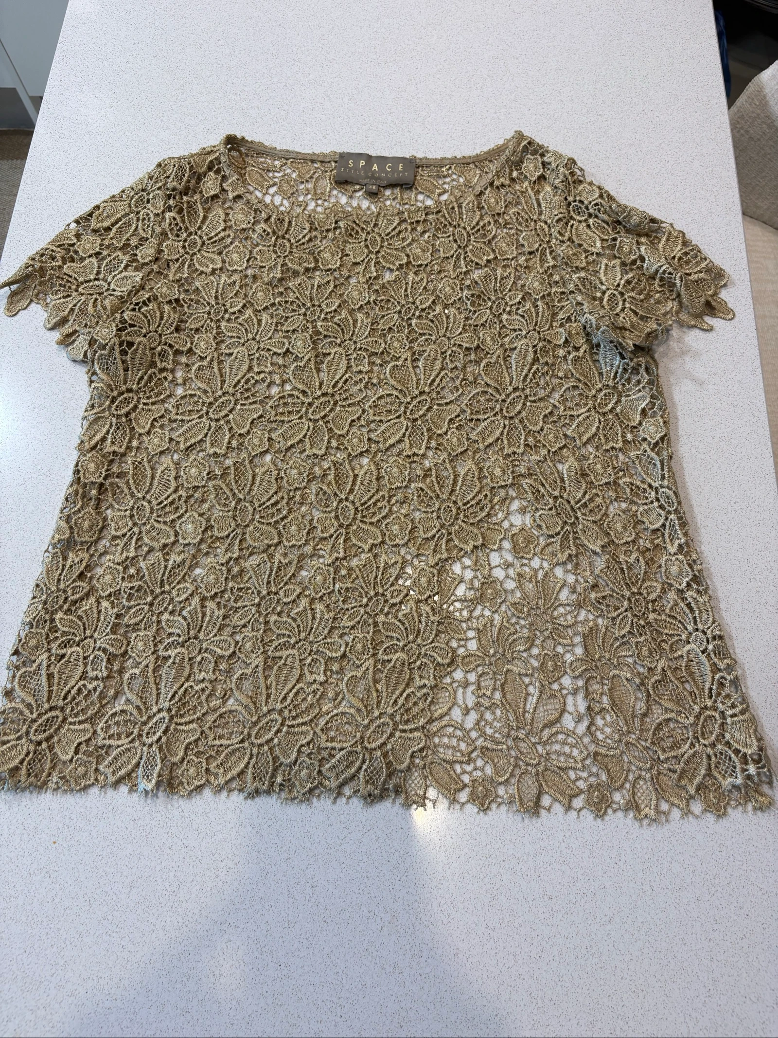 Italian top in golden lace – Size 46 IT 42FR – photo 2